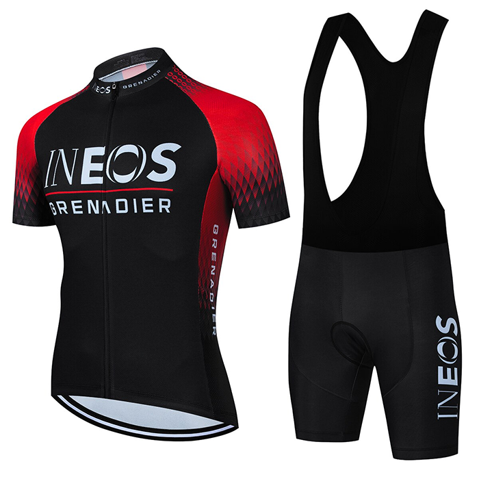 2022 Cycling Jersey INEOS Grenadiers Black Red Short Sleeve and Bib Short